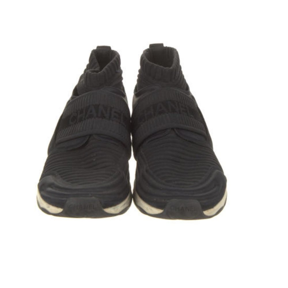 Chanel 2017 Interlocking CC Logo Sock Black Sneakers